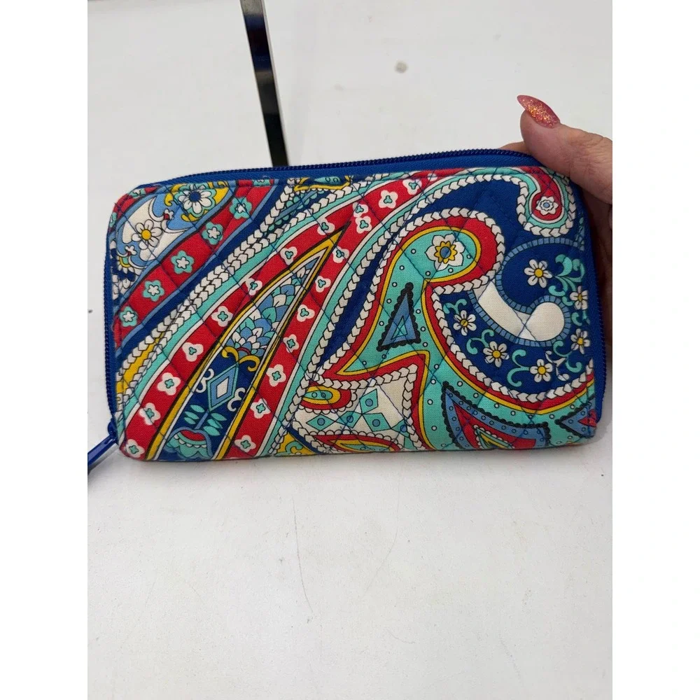 Vera Bradley Quilted Cotton Zip Around Wallet Retired Marina Paisley Print - Picture 8 of 10